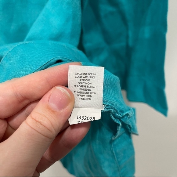 J. Jill Split Neck Linen Tunic Top Light Blue Medium Lagenlook - Picture 9 of 10